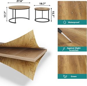 Combohome, mesa de madera para sala de estar, fácil de montar, mesa de té moderna, Juego de 2 mesas de centro redondas a la venta - Product Image 2
