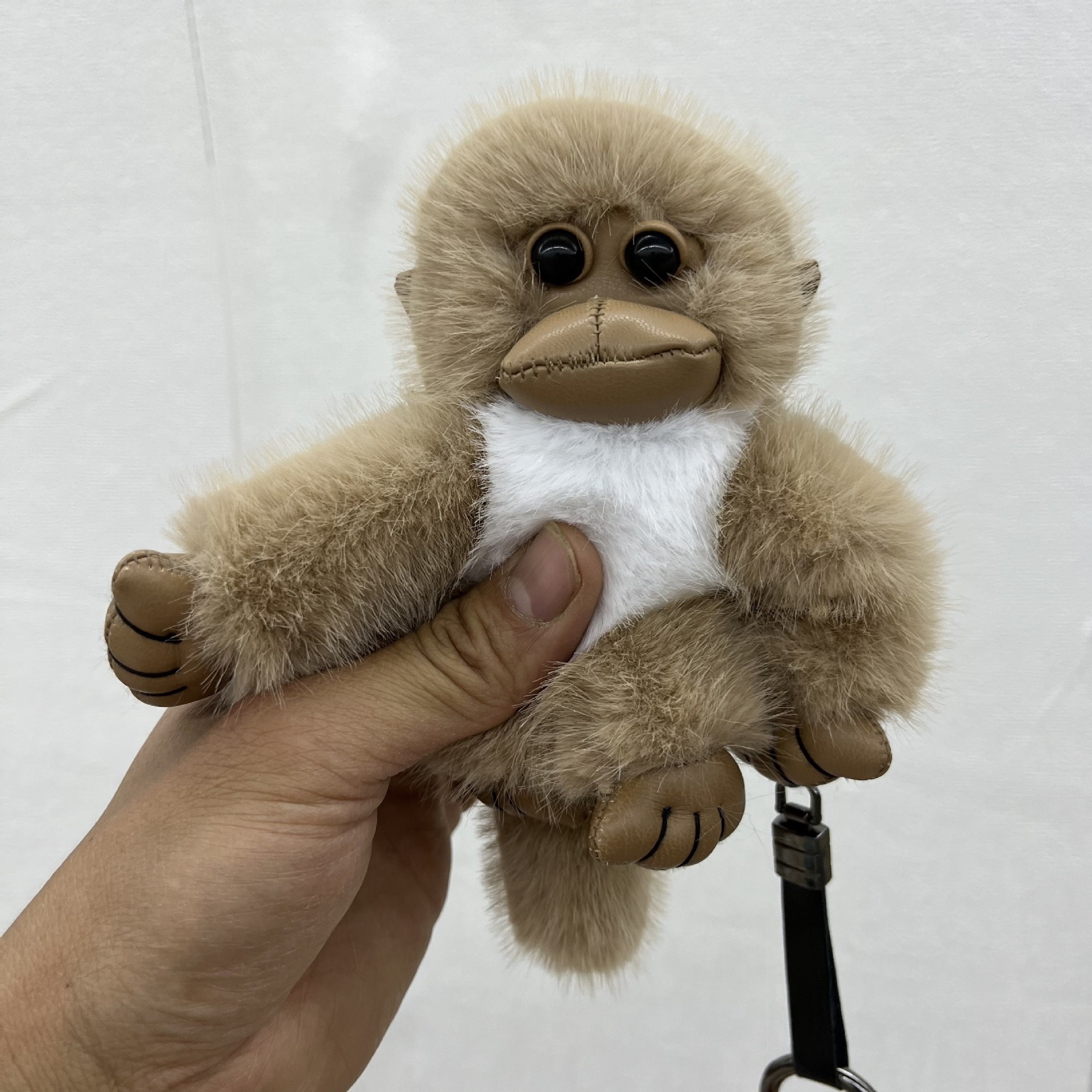 RW Lovely Lucky Little Monkey Keychain Faux Rex Rabbit Fur Long