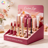 Présentoir de comptoir en carton PDQ personnalisé pour usine, support de table pour la promotion de cosmétiques et de rouges à lèvres