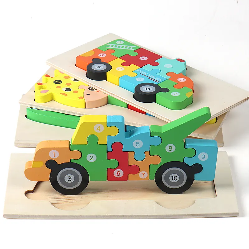 CPC CE Best-selling 3D animal Wooden Puzzle Board Cartoon Dinosaur Jigsaw pop DIY puzzle kids gift Educational toy for child