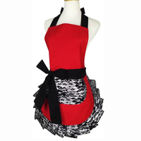 Tablier sexy rétro amusant en dentelle noire avec poche pour femmes et filles