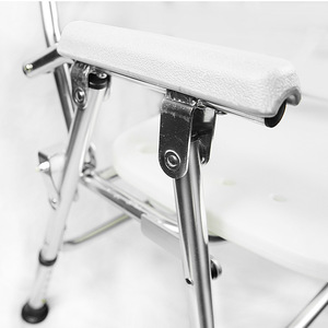 Chaise de douche pliante en alliage d'aluminium avec dossier et accoudoirs pour personnes âgées, utilisation dans la salle de bain - Product Image 3