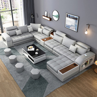 Sofá Seccional Moderno en Forma de U de Cuero, Sofá Cama de 7 Piezas, Muebles para Sala de Estar, Sofás de Tela de Terciopelo, Fabricantes de Muebles para el Hogar