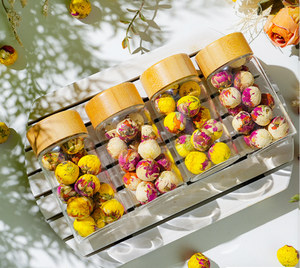 Bán Buôn Trung Quốc Handmade Tự Nhiên Khô Hoa Rồng Quả Bóng Nở Trà Mini Kích Thước Chai Bao Bì Nhãn Hiệu Riêng Hương Vị Trà - Product Image 1