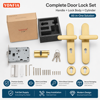 YONFIA 8078P09 Poignée de porte minimaliste en alliage de zinc avec plaque arrière, serrure sécurisée pour porte intérieure en bois, quincaillerie pour hôtel et appartement