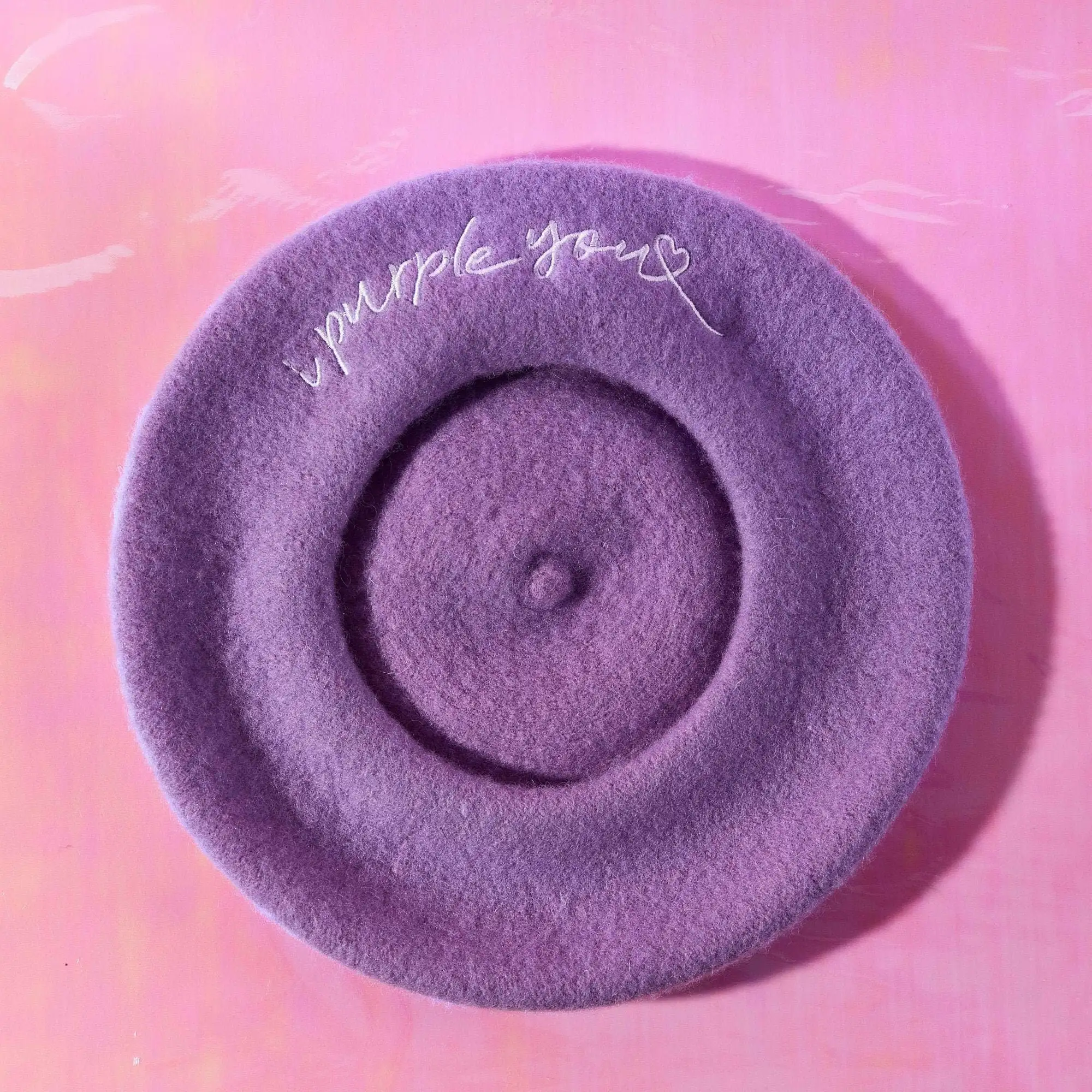 Béret personnalisé en laine avec logo brodé «I purple you» de V Kim Taehyung, vente en gros