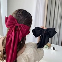 Pinza de pelo con lazo de moda al por mayor para mujer y niña, horquilla de cinta con lazo de tela, accesorios elegantes para el cabello, horquillas de satén, joyería