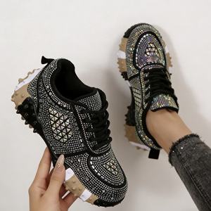 Women's Rhinestone Platform Sneakers | <strong>Sparkle</strong> Bling Casual Shoes | Fashion Chunky Sole <strong>Trainers</strong> for Party &amp; Daily Wear - Product Image 2