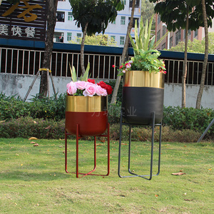 Jardinière de sol en acier inoxydable, circulaire, moderne, minimaliste, pour jardin extérieur, pot à fleurs en métal avec revêtement en poudre pour plantes - Product Image 2