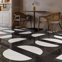 Carrelage en porcelaine effet marbre noir et blanc, motif mixte de luxe, finition brillante, 60x120 750x150 90x180