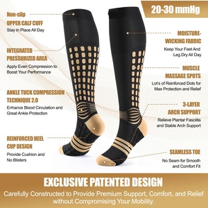 Cobre Deportes atléticos Compresión 20-30 Mmhg <span class=keywords><strong>Medias</strong></span> graduadas Correr Ciclismo Rodilla Calcetines <span class=keywords><strong>de</strong></span> compresión alta médica - Product Image 2