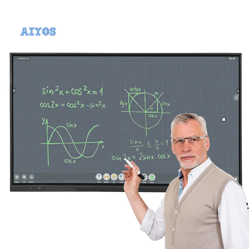 Aiyos All-in-one Electronic Blackboard LCD Interactive Whiteboard 65 75 inch Electronic board for middle school