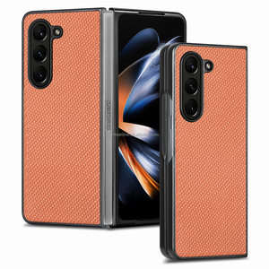 Nouvelle coque de téléphone portable en cuir PU avec charge sans fil magnétique, durable, en fibre de carbone, pour <span class=keywords><strong>Samsung</strong></span> Galaxy Fold 5/6, 2024 - Product Image 4