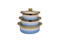 JiuWang 268 Ensemble de 3 casseroles en céramique, soupière blanche à double anse avec couvercle, design zen asiatique, 2 poignées