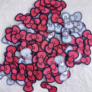 New Hot Iron on Embroidered <b>Red</b> Bowknot Patch for Hat Hoodies Decoration - Product Image 2