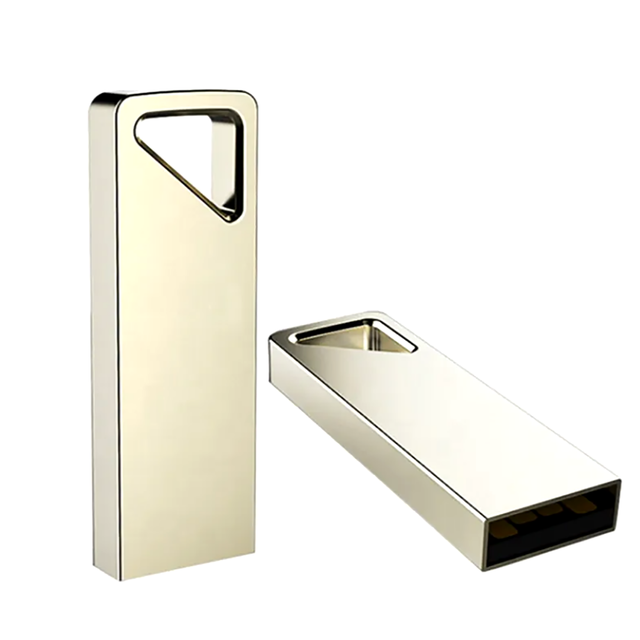 Triangle Cut Out Metal USB Flash Drive With Keychain Custom Laser Logo Polished Slim Portable Pendrive Promotional U Disk