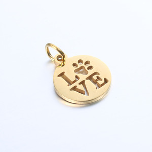 Breloques en acier inoxydable gravées au laser personnalisées, motif LOVE, empreinte de patte, cœur, rond, pour la fabrication de bijoux DIY – Vente chaude - Product Image 4