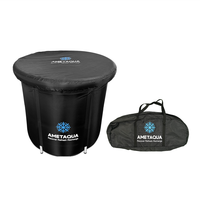 Baignoire de récupération 80x80 de haute qualité avec logo personnalisé noir complet pour adultes Bain de glace portable
