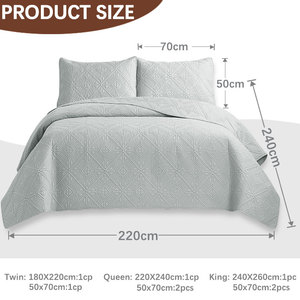 Juego de ropa de cama personalizado edredón sólido colcha ultrasónica colcha de microfibra cobertores para el hogar - Product Image 3