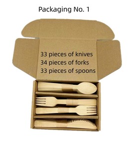 Eco-Friendly Boxed Bamboo Cutlery Set 100 pcs Disposable Forks Knives Spoons Bento Cutlery