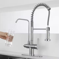 Robinet de cuisine de luxe mitigeur 304 en acier inoxydable robinet de cuisine à ressort pour purifier l'eau potable robinet de cuisine de luxe