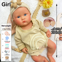 Realistische 18-Zoll-Vollsilikon-Reborn-Puppe mit Gewichtskörper und 3D-Blush-Farbverlauf für Kunstsammler & Elternsimulationszwecke