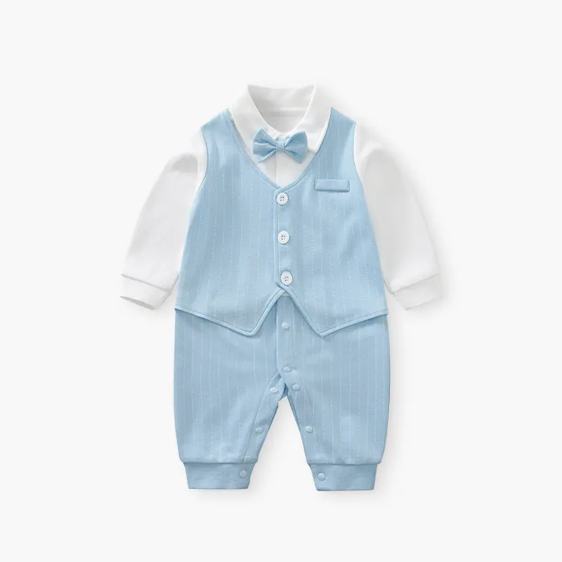 New đẹp trai bé trai với ánh sáng màu xanh phong cách BOW TIE quý ông Jumpsuit tham dự Grand dịp để hỗ trợ một thế hệ tóc