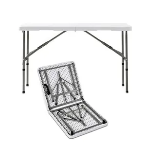 Meja lipat Mini piknik, kemah lipat tahan lama 4 kaki dapat dilipat tinggi dapat disesuaikan