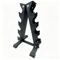 Support de Rangement pour Haltères à 4 Niveaux en Forme de A avec Coussinets en Caoutchouc, Porte-Haltères Robuste en Acier pour Entraînement à Domicile