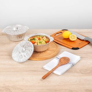Pots et casseroles jetables en aluminium rond avec couvercle - Product Image 4