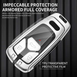 Étui de clé en cuir en alliage de Zinc pour <span class=keywords><strong>Audi</strong></span> A6 A5 Q7 S4 S5 <span class=keywords><strong>A4</strong></span> B9 A4L 4M TT TTS TFSI RS 8S 8W Logo de clé de voiture accessoires automobiles - Product Image 4