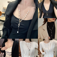 Collar de Perlas Naturales de Agua Dulce CYNYA, Ajustable, Estilo Lariat, Chapado en Oro de 18k, Vintage, para Mujer