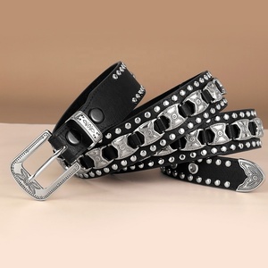 <span class=keywords><strong>Ceinture</strong></span> en PU JULUN pour <span class=keywords><strong>femme</strong></span>, style western, avec <span class=keywords><strong>boucle</strong></span> cloutée et gravée <span class=keywords><strong>argent</strong></span>ée, sangle en PU noire - Product Image 2