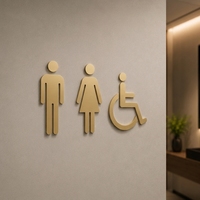 Panneau de porte ADA personnalisé en laiton brossé pour toilettes accessibles hommes femmes, idéal pour bureaux et hôtels