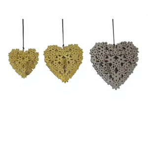 Elegant Handmade Metal Christmas Tree <b>Hanging</b> <b>Ornaments</b> Perforated Heart in Two Colors Easy to Hang Set of Three - Product Image 1