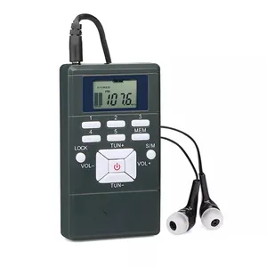 Bán buôn bán Hot mini xách tay Pocket Radio Receiver Trắng đài phát thanh với tai nghe đài phát thanh Pin cho đi bộ phòng tập thể dục cắm trại kỹ thuật số FM