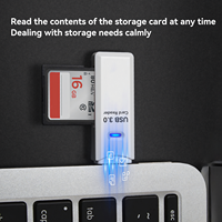Venta Directa de Fábrica, Lector de Tarjetas USB 3.0 2 en 1, Ranura Doble, Convertidor de Tarjetas de Memoria de Alta Velocidad con Luz LED Azul para PC y Laptop