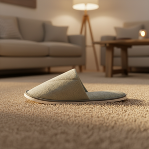 Pantuflas Desechables de Felpa Gris de Algodón de Alta Calidad, Gruesas y Portátiles, Antideslizantes, para Habitaciones de <span class=keywords><strong>Hotel</strong></span> y Spa, con Logotipo Personalizado - Product Image 2