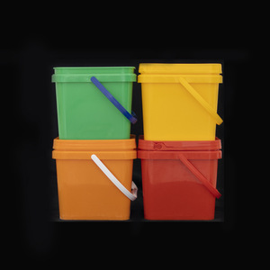Square Plastic Pail 10L Yellow Non Toxic For Paint Chemicals - Product Image 4