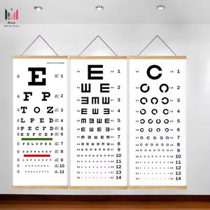 Desplazamiento colgante de madera, gráfico de ojo enmarcado, gráfico de prueba de visión, pintura en lienzo, póster de agudeza Visual impreso para decoración del hogar y la clínica - Product Image 1