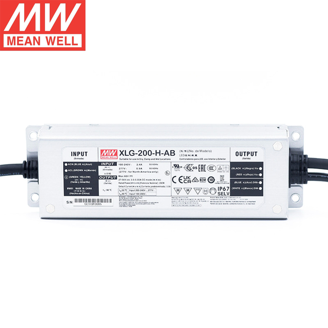 Mean Well XLG-200-H-AB LED Driver 200W IP67 Constant Voltage 12V 24V Constant Current 700mA 3500mA Dimming Power Supply