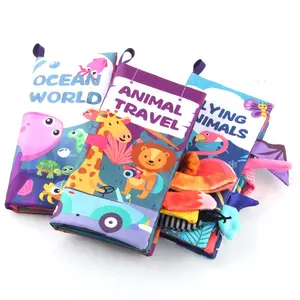 หนังสือผ้าหางสัตว์สำหรับเด็กเริ่ม3D หนังสือผ้ากิจกรรมทางประสาทสัมผัสสำหรับเด็กทารก