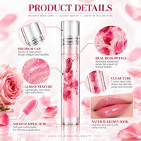 Gloss à lèvres RTS 5ml à la vraie rose, effet nacré, brillance intense, hydratant, 3 styles, faible MOQ 3 pièces, vente en gros, logo personnalisé
