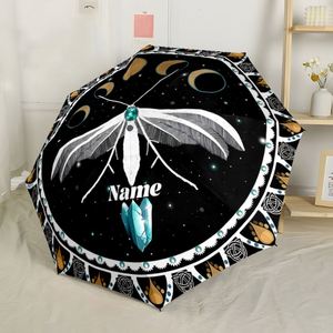 1 pièce, sans MOQ, parapluie pliant personnalisé motif Phases de Lune et Papillon, avec nom personnalisé, cadeau en cristal, commande unique, Ombrello Personalizzato - Product Image 4