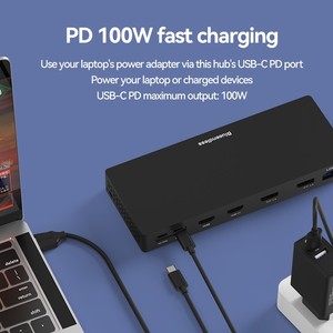 14-In-1 USB C dizüstü yerleştirme istasyonu MST 4 monitör 4K 60Hz HDTV DP USB C Hub adaptörü USB C Dock Ethernet 3.5MM ses jakı - Product Image 5
