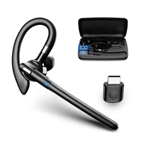Auriculares Intrauditivos YYK-526 con Gancho para la Oreja, Manos Libres, Cancelación de Ruido, Pantalla Digital con Adaptador BT para Oficina y Conducción