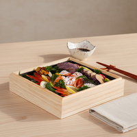 Boîte à lunch bento rectangulaire en bois jetable, écologique et biodégradable, personnalisable