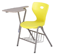 Chaise d'écriture moderne en plastique pour salle de classe avec coussin, design coloré pour usage scolaire