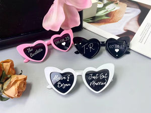 맞춤형 독신 웨딩 파티 선글라스 맞춤형 결혼 날짜 이니셜 사랑 하트 선글라스 선글라스 선물 - Product Image 3