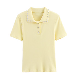 TAOP&ZA 26 Maglione a Costine da Donna alla <span class=keywords><strong>Moda</strong></span> <span class=keywords><strong>e</strong></span> Versatile, Manica Corta, Collo Decorato, Nuova Collezione Primavera-Autunno 6050005 - Product Image 2